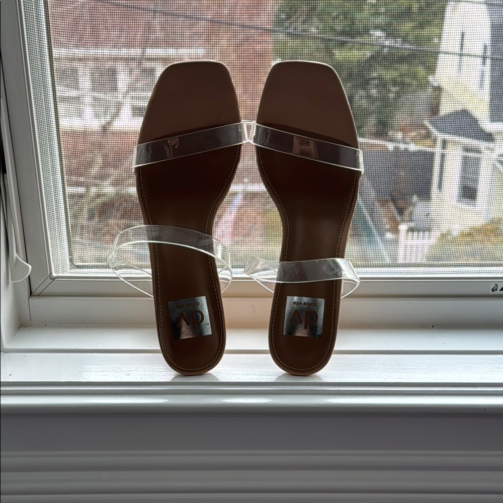 Dolce Vits Camel/Tan  and Clear Strap Women's Sandals